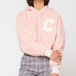 Champion Faux Fur Cropped Hoodie